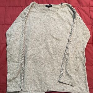 Gray Sweater with braided sleeves